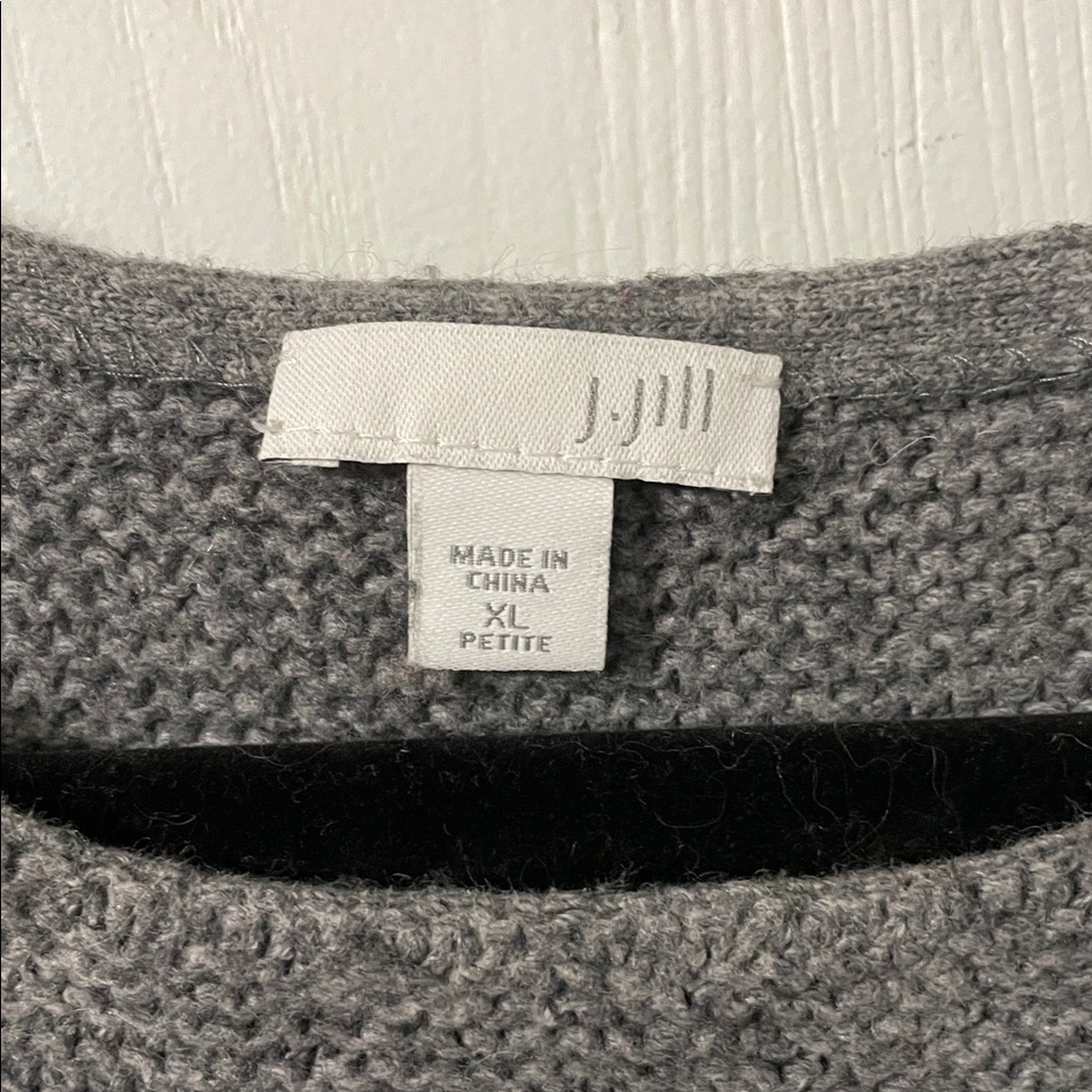 J Jill Sweater Womens Gray Long Sleeve Wool Silk Blend Ribbed Knit Tunic XLP - Picture 2 of 6